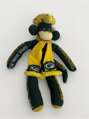 Green Bay Packers Sock Monkey Homemade Plush Super Bowl XLV Champions Cheesehead